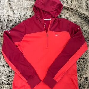 Nike Women's Red and Maroon Zip Up Top